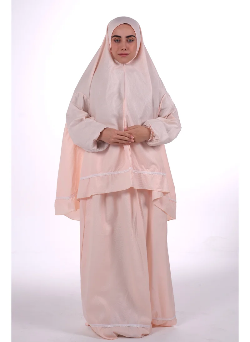 Two pieces islamic prayer robe dress set with sleeve